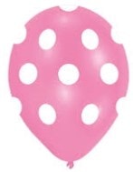 Pembe zemine beyaz Puantiyeli baskl 12 inc balon